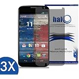 Halo Screen Protector Film High Definition (HD) Clear (Invisible) for Moto X (3-Pack) - Lifetime Replacement Warranty