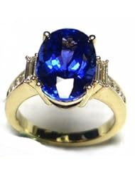 18K Yellow Gold Tanzanite and Diamond Ring -- LIFETIME WARRANTY