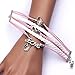 SusenstoneInfinity Pearl Heart Lock Friendship Leather Charm Bracelet