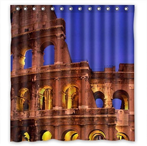 Hello Ancient Roman Pit Famous Building Fabric 100% waterproof polyester Shower Curtain Rings Included 66 x 72 Inches