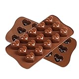 Candy Mold, Smaier Silicone mold Chocolate Molds Candy Making Molds - Ice Cube DIY Baking Molds - Heart Shaped Jelly Pan 15-Cavity (set of 2)