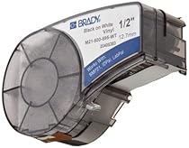 Brady M21-500-595-WT, B-595 Vinyl Printer Label for BMP 21 Mobile, ID PAL and LABPAL Printers, Black On White, 0.5