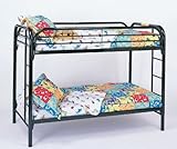 Twin Size Metal Bunk Bed Casual Style in Black Finish