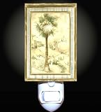 Bamboo Framed Look Palm Tree Decorative Night Light