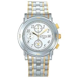YEMA by Seiko of France Men's Polished Two-Tone Alarm/Chronograph Watch w/ White Dial. Model: YM961