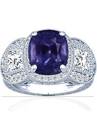 Platinum Cushion Cut Purple Sapphire Fana Designer Ring
