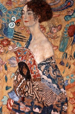 Gustav Klimt (Lady with a Fan) Art Poster Print - 24x36 custom fit with RichAndFramous Black 24 inch Poster Hangers