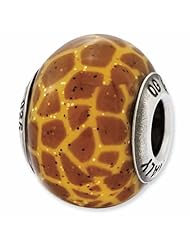 Sterling Silver Reflections Italian Yellow & Brown Glass Bead QRS2527