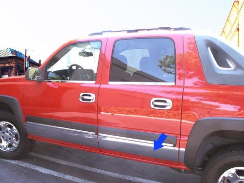 Made In USA! 2002-06 Chevy Avalanche W/Fender Flare Rocker Panel Chrome Stainless Steel Body Side Moulding Molding Trim Cover 6