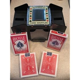 Automatic 4 Deck Card Shuffler Includes Free 4 Decks Bicycle Red Playing Cards ($12.00 Value)