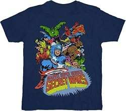 Marvel Comics Super Heroes Secret Wars Navy T-shirt Tee