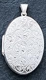 Sterling Silver Oval Locket with 20 inch Sterling Silver Chain