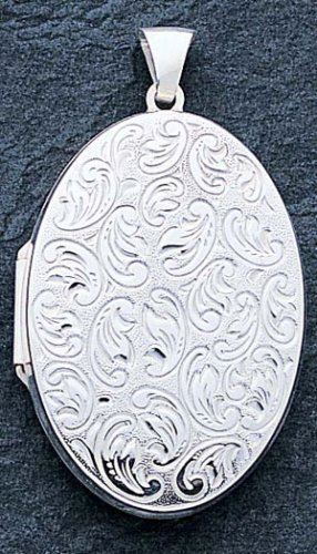 Sterling Silver Oval Locket with 20 inch Sterling Silver Chain