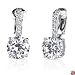 Solitaire Luxury: Sterling Silver Celebrity Style Bridal Jewelry Clip-on Drop Earrings with CZ Diamonds