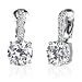 Solitaire Luxury: Sterling Silver Celebrity Style Bridal Jewelry Clip-on Drop Earrings with CZ Diamonds