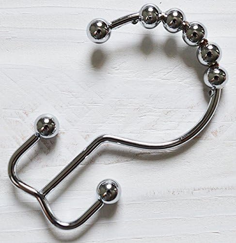 Premium Quality Double Shower Curtain Hooks - 100% Stainless Steel, Polished Chrome Finish - Rust-resistant, Decorative Silver Hooks - Homespo, Set of 12