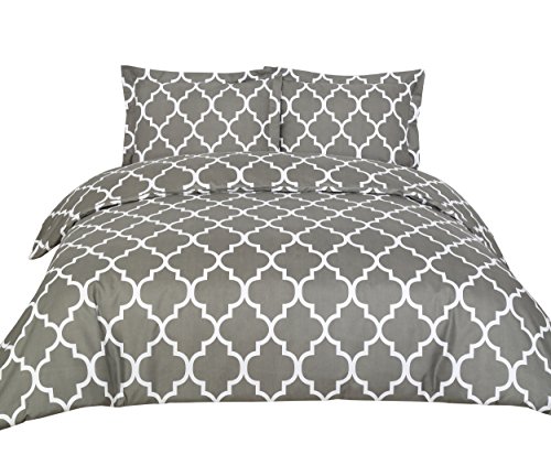 3 Piece Duvet Cover Set (Queen, Grey) Du... 51mxlIanD9L