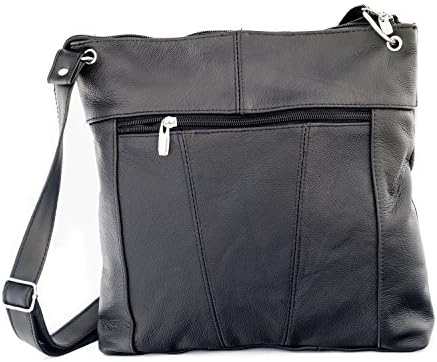 Valyne Genuine Leather Shoulder Crossbody Messenger Bag Ipad Compatible Unisex Shoulder Handbag (Black)