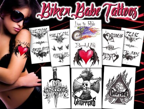 Biker Babe Temporary Tattoos