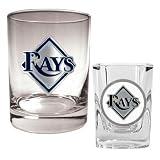 MLB Tampa Bay Rays Rocks Glass & Square Shot Glass Set - Primary Logo