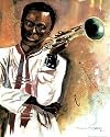 Miles Davis and Trumpet Black Art Print POSTER quality - 16" x 20"