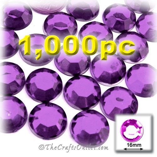 1,000pc Rhinestones Round 16mm - Purple Amethyst