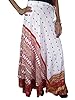 Vintage Skirt, Boho Hippy Beach Wrap Skirt White Red Silk Sari Reversible Dress