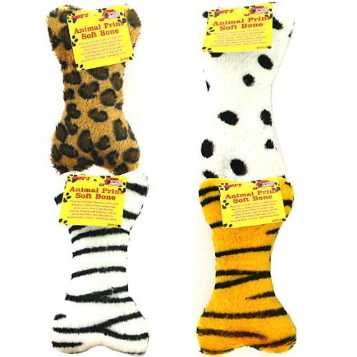 Image of 48 Squeaking soft dog bone with animal print