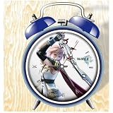 XINGQU Final Fantsy XIII Anime Colorful Design Twin Bell Alarm Clock, Blue