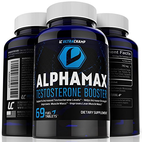 Alphamax Testosterone Booster Supplement for Men - Sculpt Lean Muscle & Supercharge Sex Drive - Includes FREE Ebook & Skype Session With Personal Trainer - Powerful Uncoated Pills Infused With Potent Premium Quality Ingredients for Maximum Support -