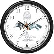 Horse Collage - Paint, Palomino and Appaloosa and Indians - JP - Horse Wall Clock by WatchBuddy Timepieces (Slate Blue Frame)