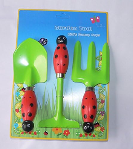 Funny-home Cartoon High Quality 3-Piece kids Garden Tool Set green ladybird