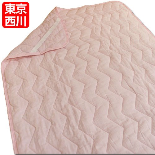 西川 綿100％ 二重 ガーゼ 汗取り 敷き パッド シングル 100×205cm ピンク