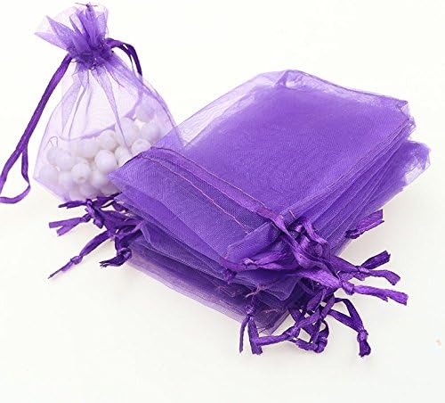 100pcs Champagne Eyelash Organza Drawstring Pouches Jewelry Party Wedding Favor Gift Bags 3.5"X4.3"