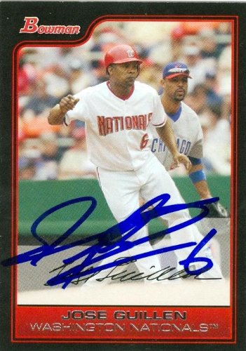 Jose Guillen Autographed/Hand Signed MLB Baseball Card (Washington Nationals) 2006 Bowman #192