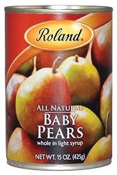 Roland Whole Baby Pears In Light Syrup, 15-Ounce Cans (Pack of 6)