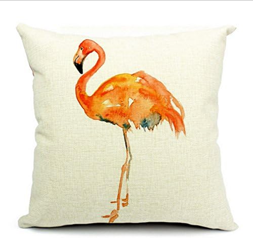 Cotton Linen Square Decorative Throw Pillow Case Shell Pillowcase Cushion Cover Flamingo 45*45cm