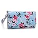 Compatible With: Docomo Fujitsu Arrows NX F-02H, Ekotek Ekophone Sage |BABY BLUE PINK WHITE| [FLORAL] Women's Wallet Clutch Wristlet Case