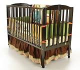 Dream On Me Full Size 2 in 1 Folding Stationary Side Crib, Black