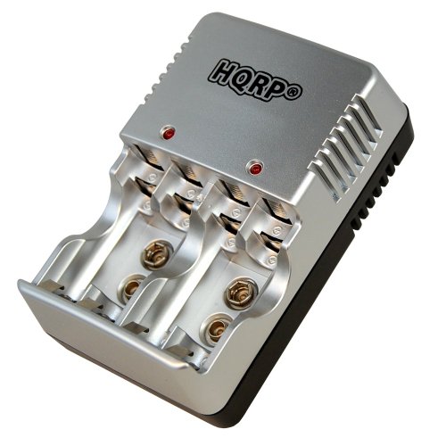 HQRP KIT: Universal General Use Battery Charger plus 2-Pack 9V 300 mAh NiMH 9-Volt Rechargeable Paintball Radio Control Toys Metal Detector High Capacity Industrial Battery plus Coaster