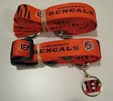 Cincinnati Bengals Pet Set Dog Leash Collar ID Tag LARGE