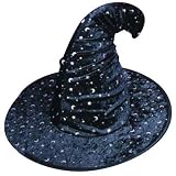 Witch Hat with Silver Moons and Stars