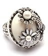 Gothic Victorian Chunky White Stone Flower Garden Fashion Ring