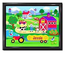 Country Farm Large Gloss Black Personalized Print