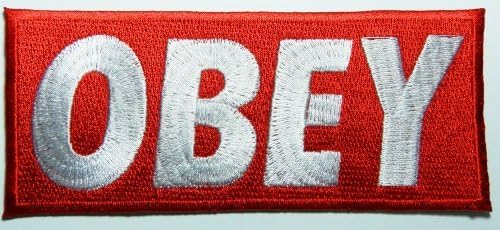 Obey Red Patches 11x5 Cm Sew/iron on Patch to Cloth, Jacket, Jean, Cap, T-shirt and Etc. by manis
