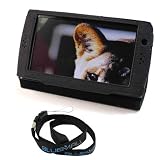 GTMax Black Folio PU Leather Protector Cover Case with Stand + Black Universal Neck Strap Lanyard for Archos Arnova 7 G2 Tablet