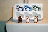 Owl MINI sized Art Glass figurines Horned Owl assorted Colors 6 pc. lot