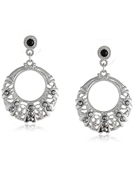 Signature 1928 "Signature Marcasite" Silver-Tone Marcasite Front Facing Hoop Earrings