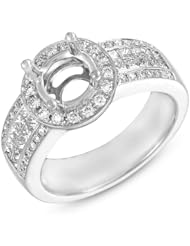 14K White Gold 0.88cttw Round Diamond Semi Mount Engagement Ring