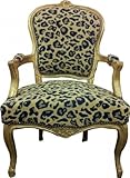 Barock Salon Stuhl Leopard Muster2 / Gold